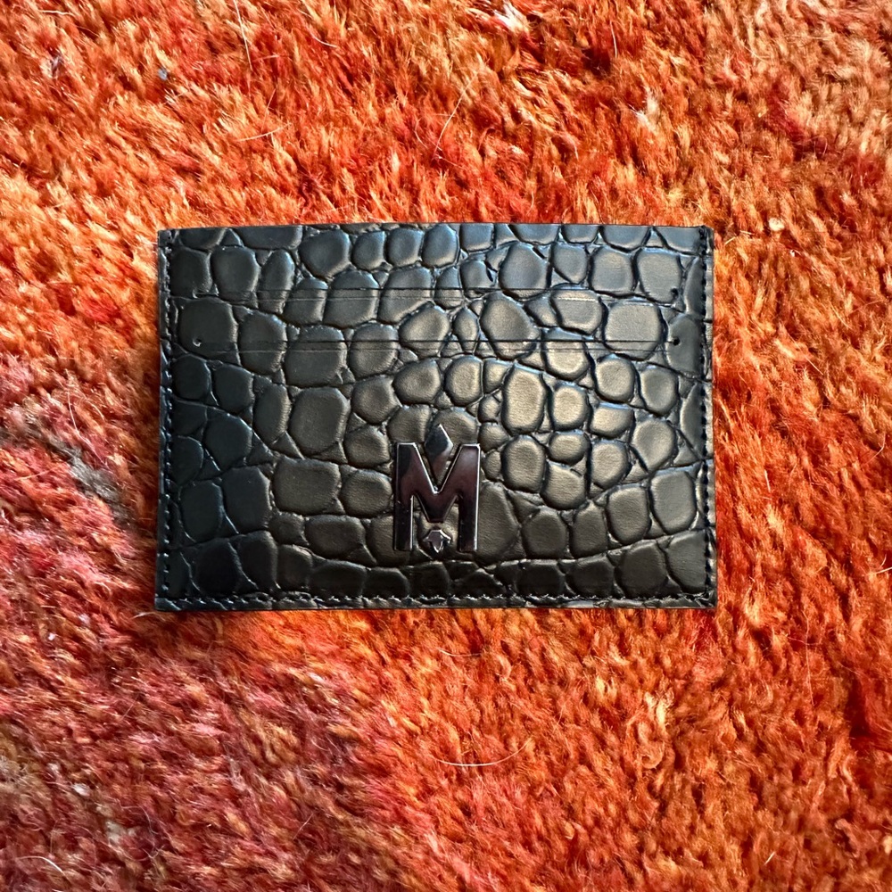 Mackage crocodile print embossed black cardholder